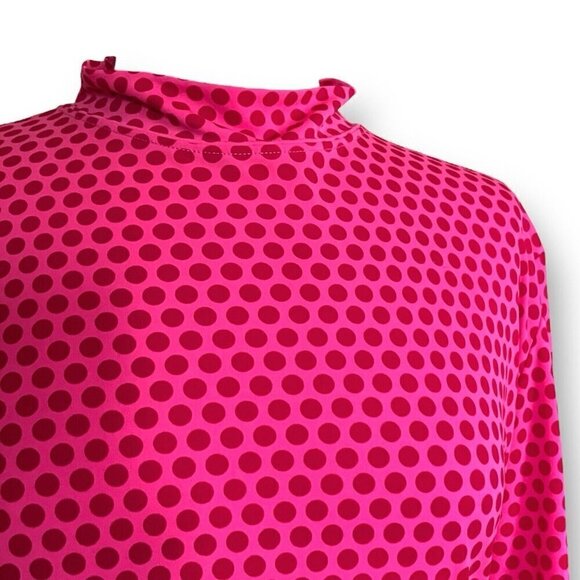 Vintage 90s Isaac Mizrahi Womens Dress Sz Large Pink Polka Dot Mock Neck Tunic - Picture 4 of 6